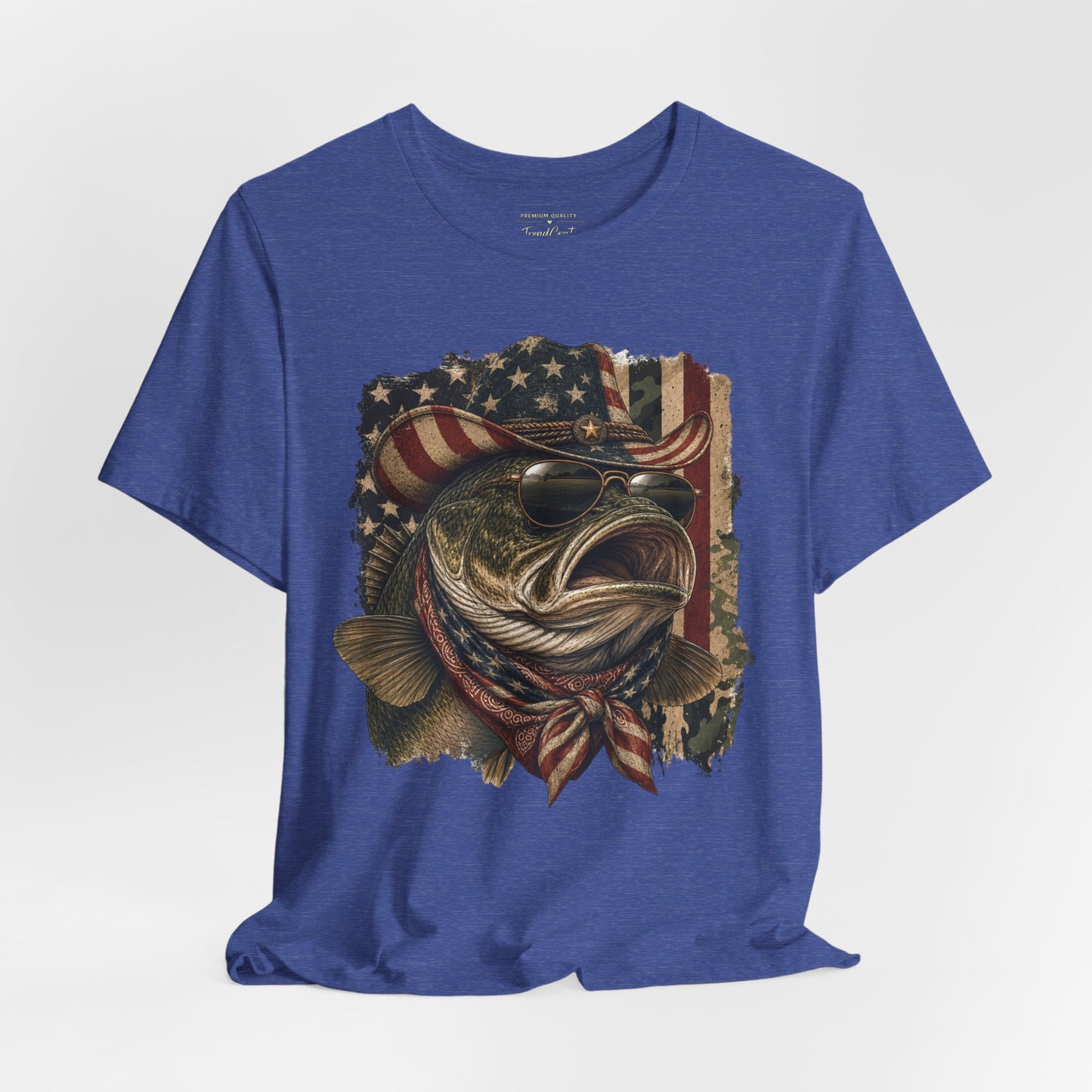Patriotic Bass Fishing Tee — American Flag Bass Graphic Shirt