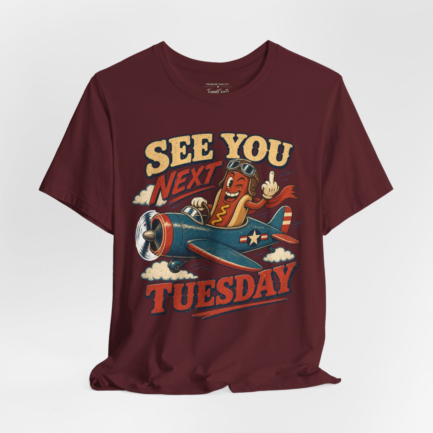 See You Next Tuesday Tee — Vintage Plane Cartoon Graphic T-Shirt