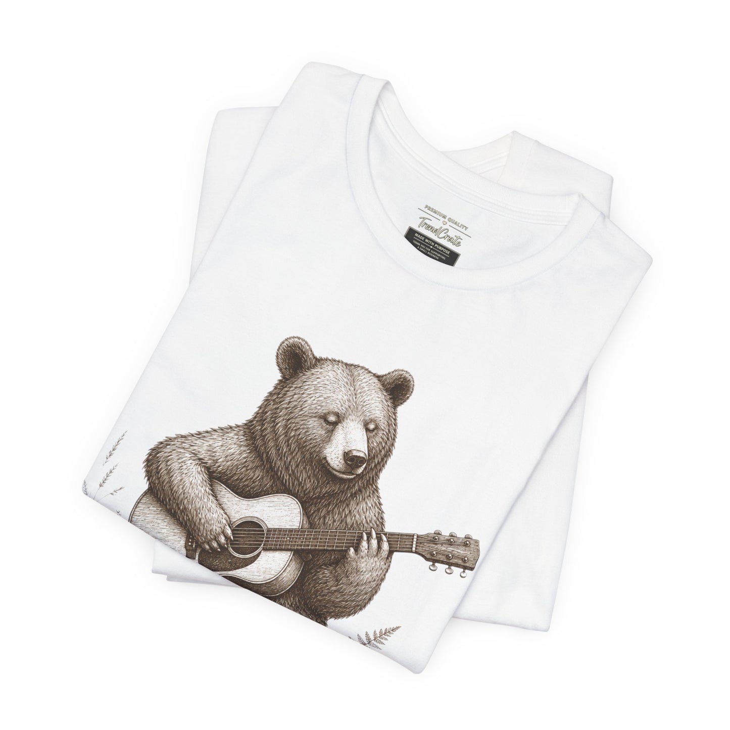 Bear Playing Guitar T-Shirt — Cute Acoustic Campfire Graphic Tee