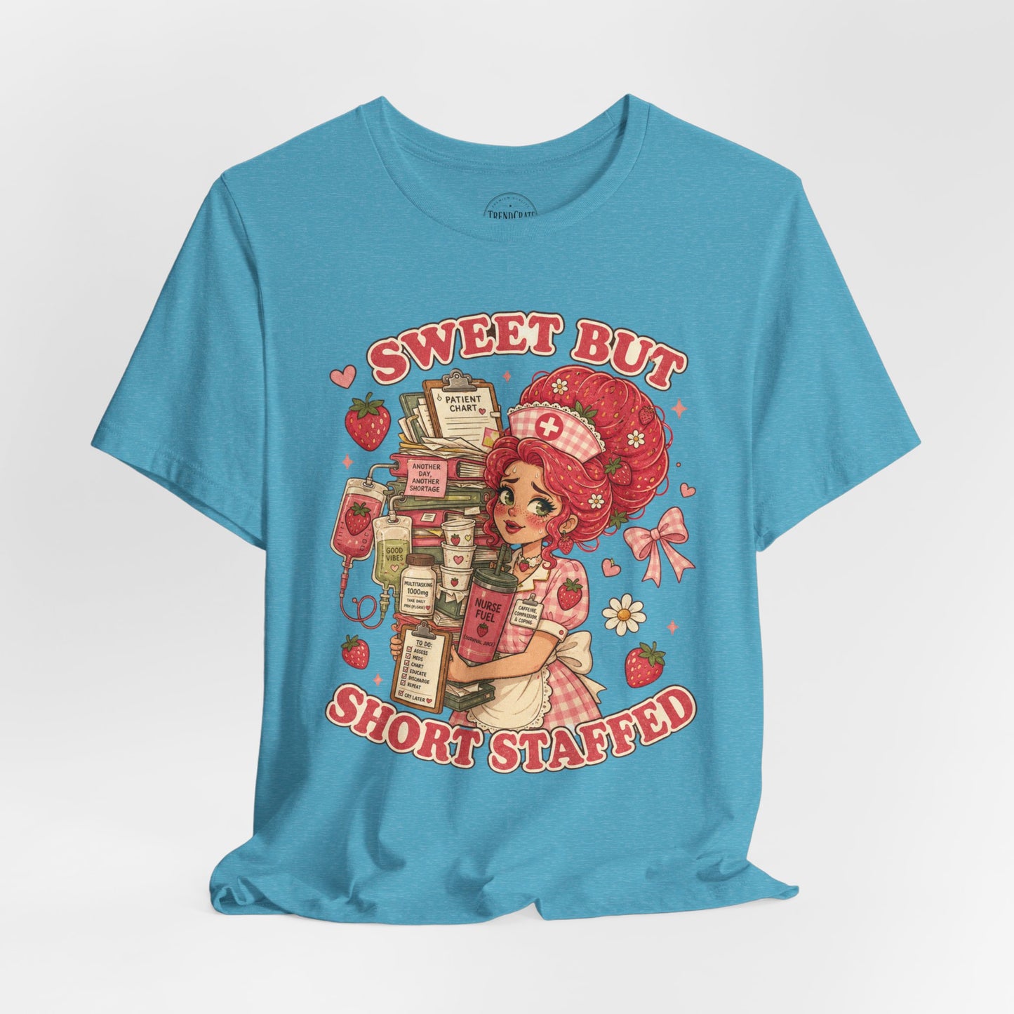 Sweet But Short Staffed | Strawberry Short Staffed™ Cute RN Graphic Tee
