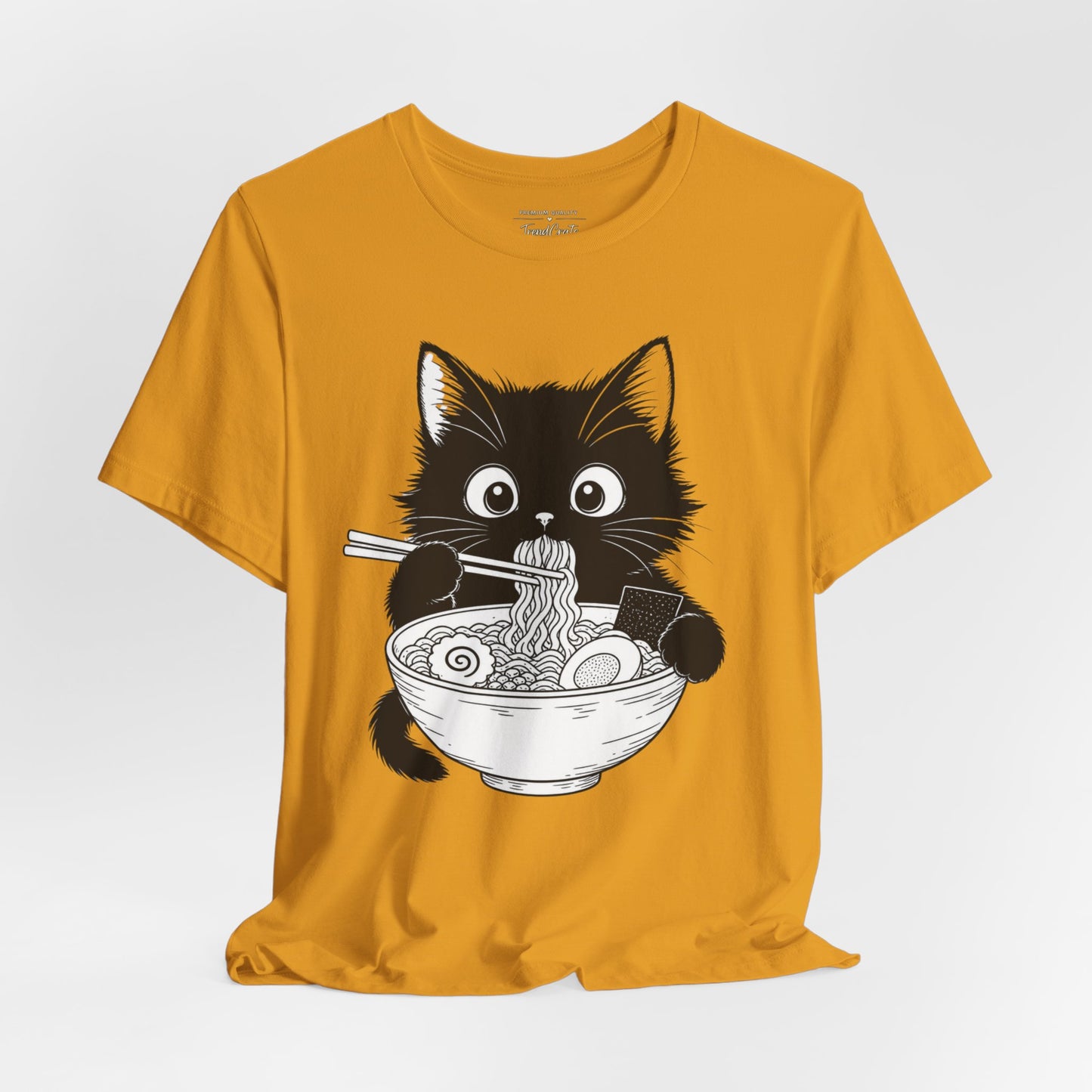 Cat Ramen T-Shirt — Cute Black Kitten Eating Ramen Graphic Tee