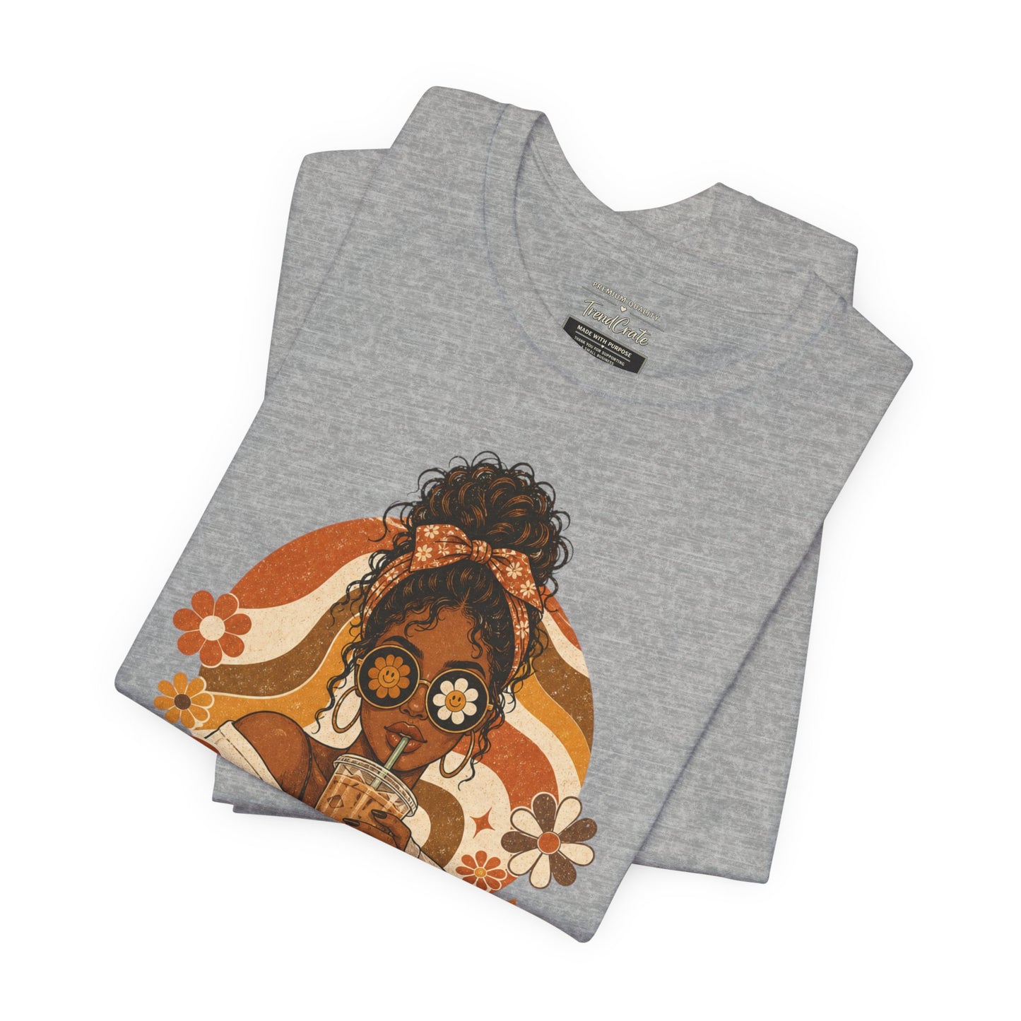 Anxious Pretty Caffeinated Tee — Retro Floral Coffee Shirt