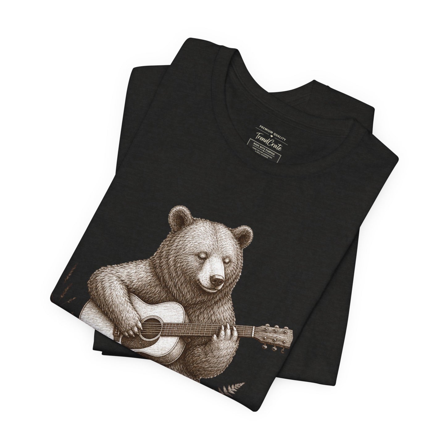 Bear Playing Guitar T-Shirt — Cute Acoustic Campfire Graphic Tee