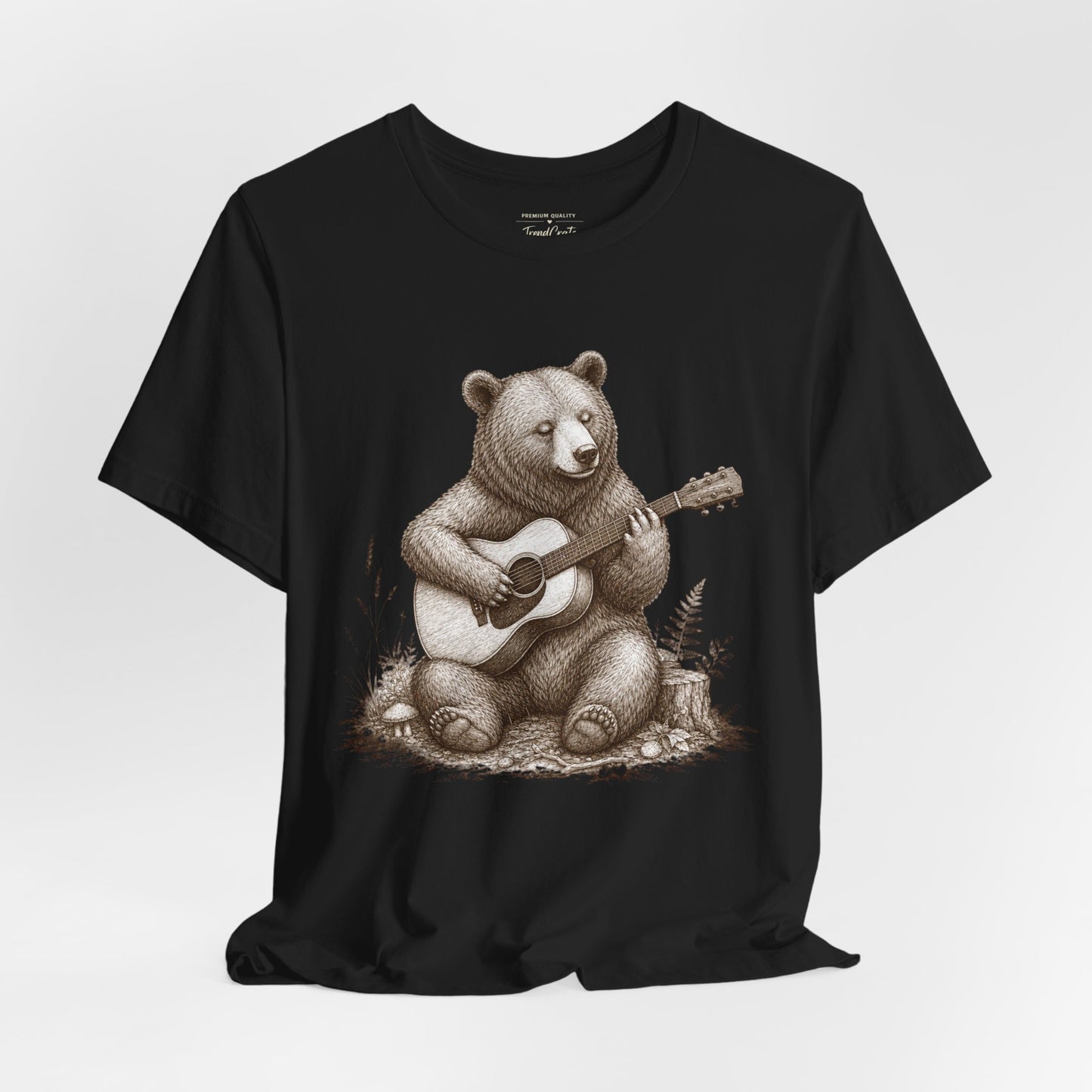 Bear Playing Guitar T-Shirt — Cute Acoustic Campfire Graphic Tee