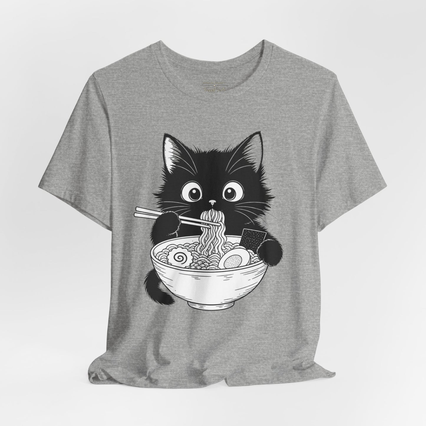 Cat Ramen T-Shirt — Cute Black Kitten Eating Ramen Graphic Tee
