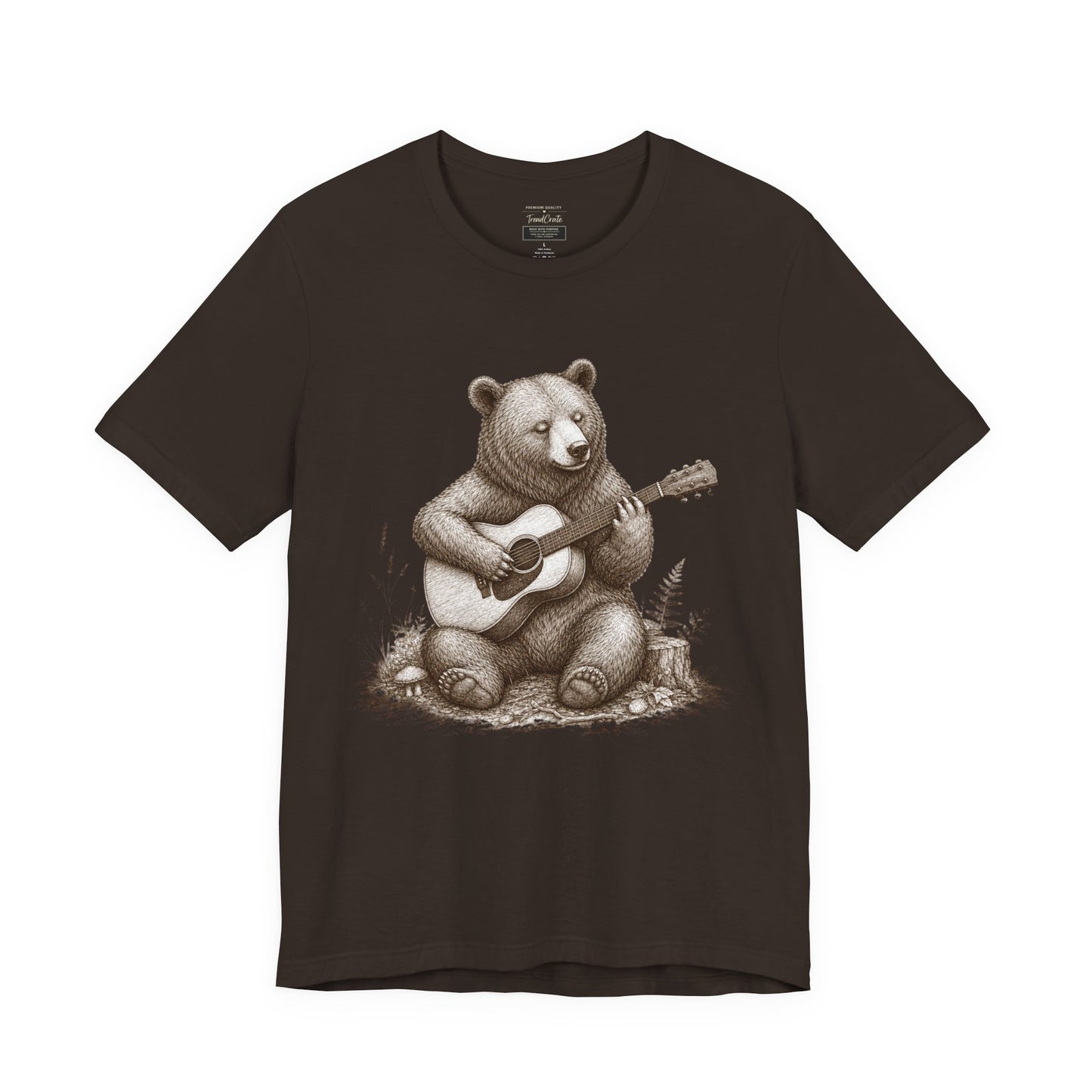 Bear Playing Guitar T-Shirt — Cute Acoustic Campfire Graphic Tee