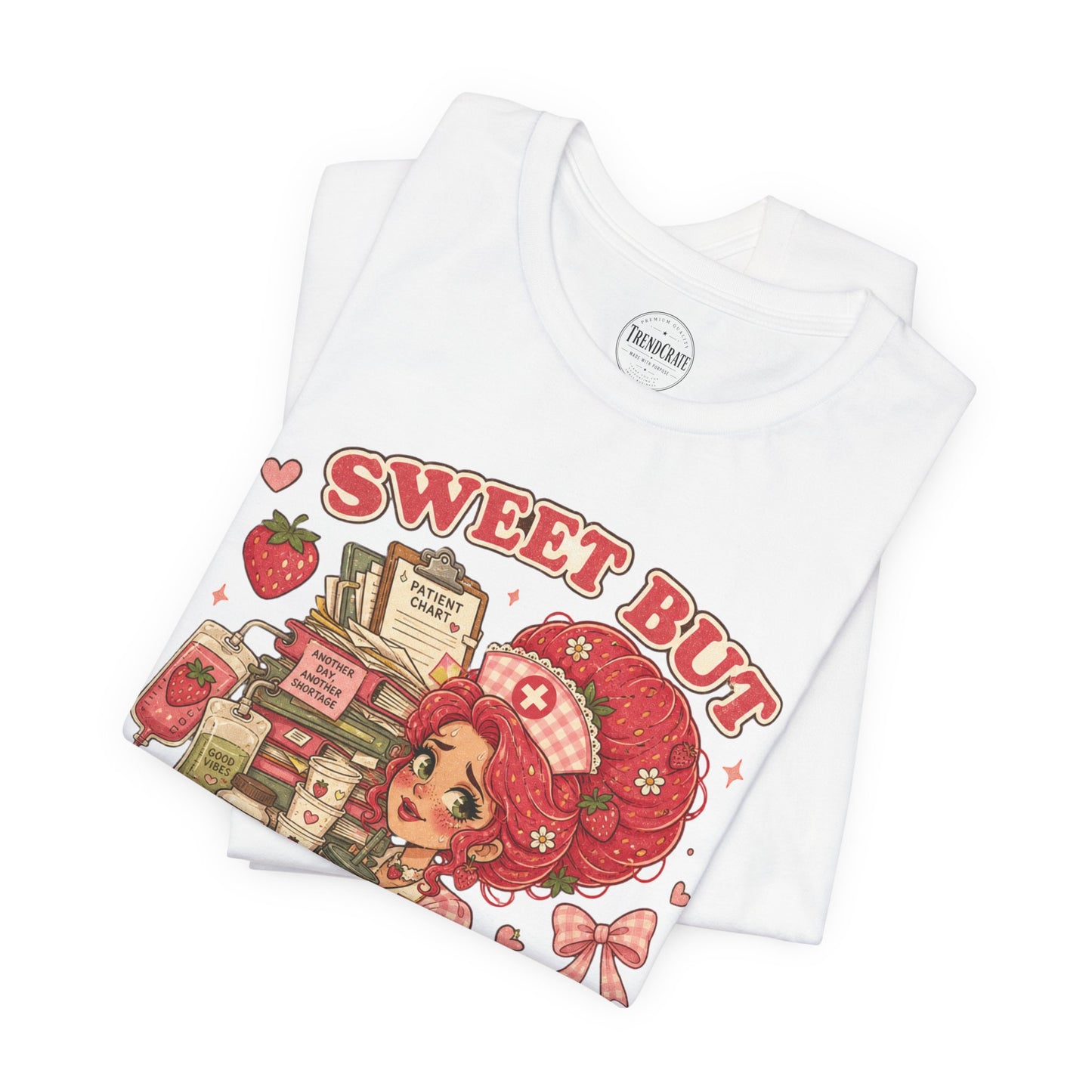 Sweet But Short Staffed | Strawberry Short Staffed™ Cute RN Graphic Tee
