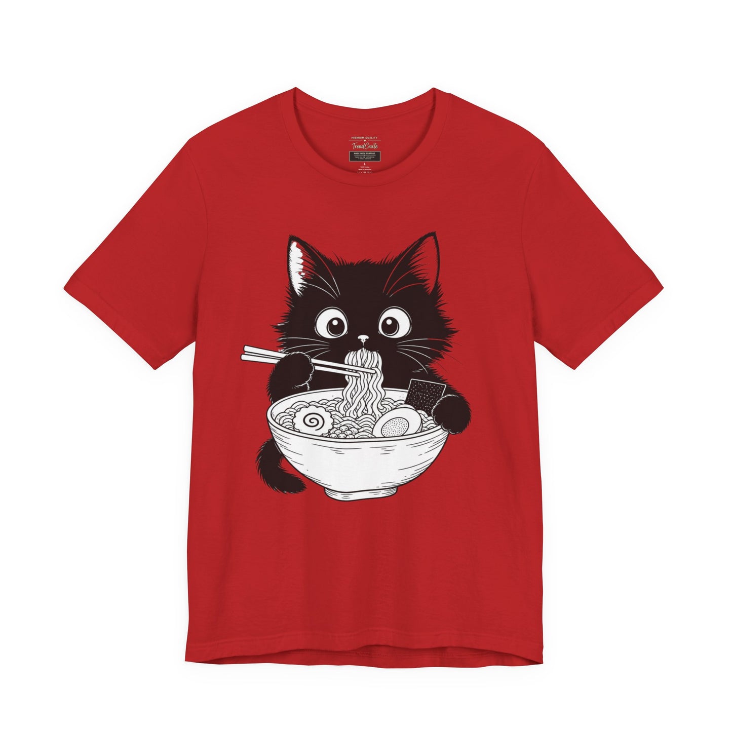 Cat Ramen T-Shirt — Cute Black Kitten Eating Ramen Graphic Tee