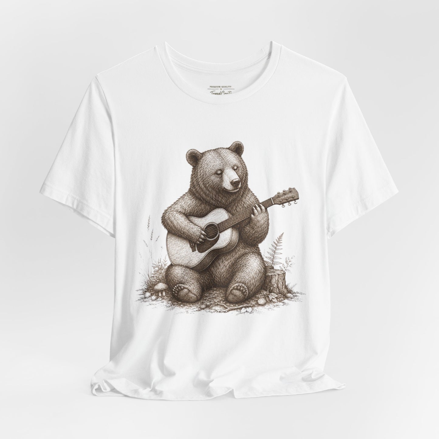 Bear Playing Guitar T-Shirt — Cute Acoustic Campfire Graphic Tee