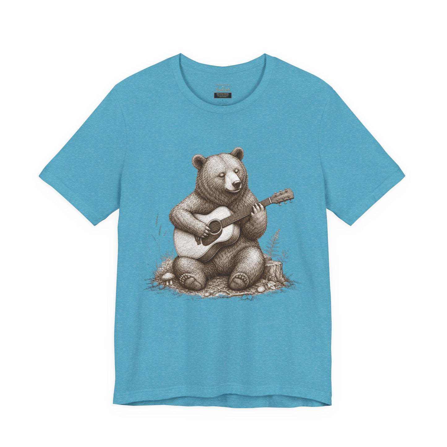 Bear Playing Guitar T-Shirt — Cute Acoustic Campfire Graphic Tee