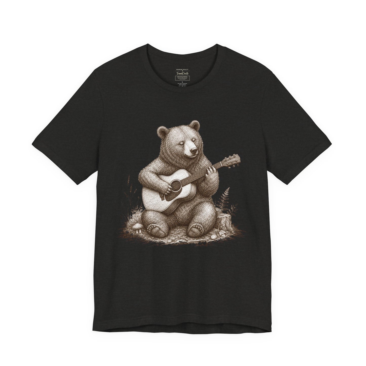 Bear Playing Guitar T-Shirt — Cute Acoustic Campfire Graphic Tee