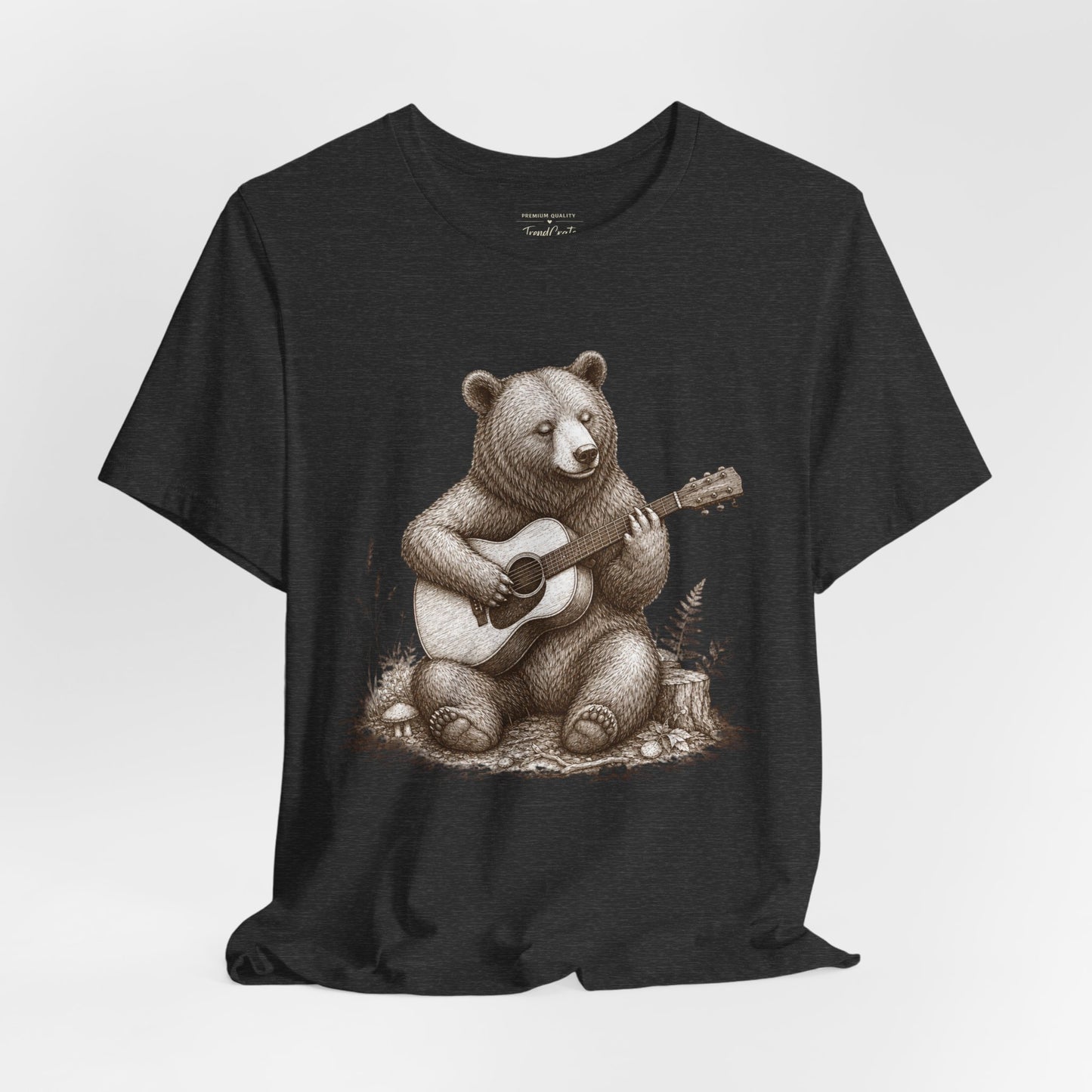 Bear Playing Guitar T-Shirt — Cute Acoustic Campfire Graphic Tee
