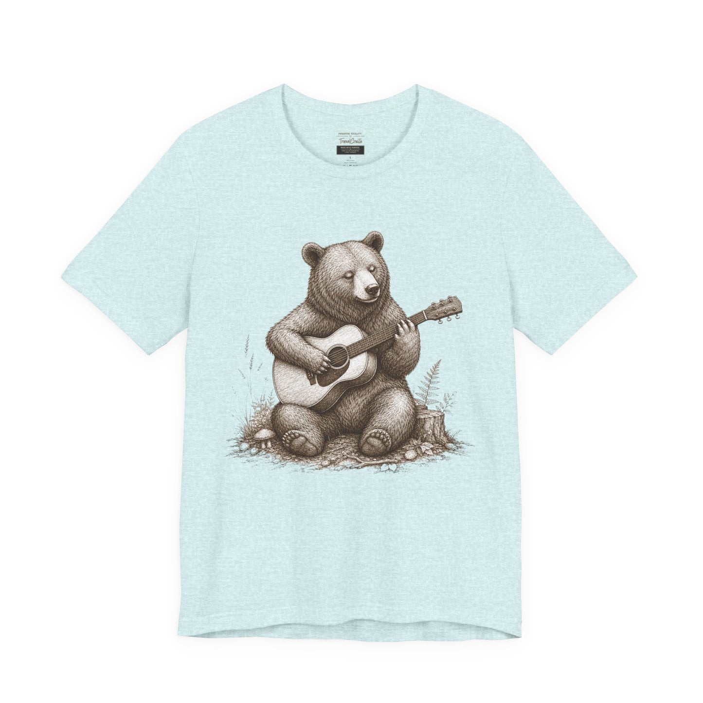 Bear Playing Guitar T-Shirt — Cute Acoustic Campfire Graphic Tee