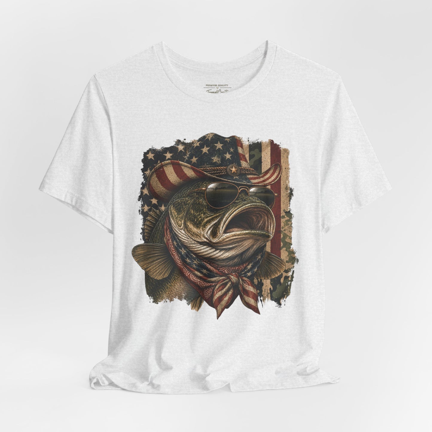Patriotic Bass Fishing Tee — American Flag Bass Graphic Shirt