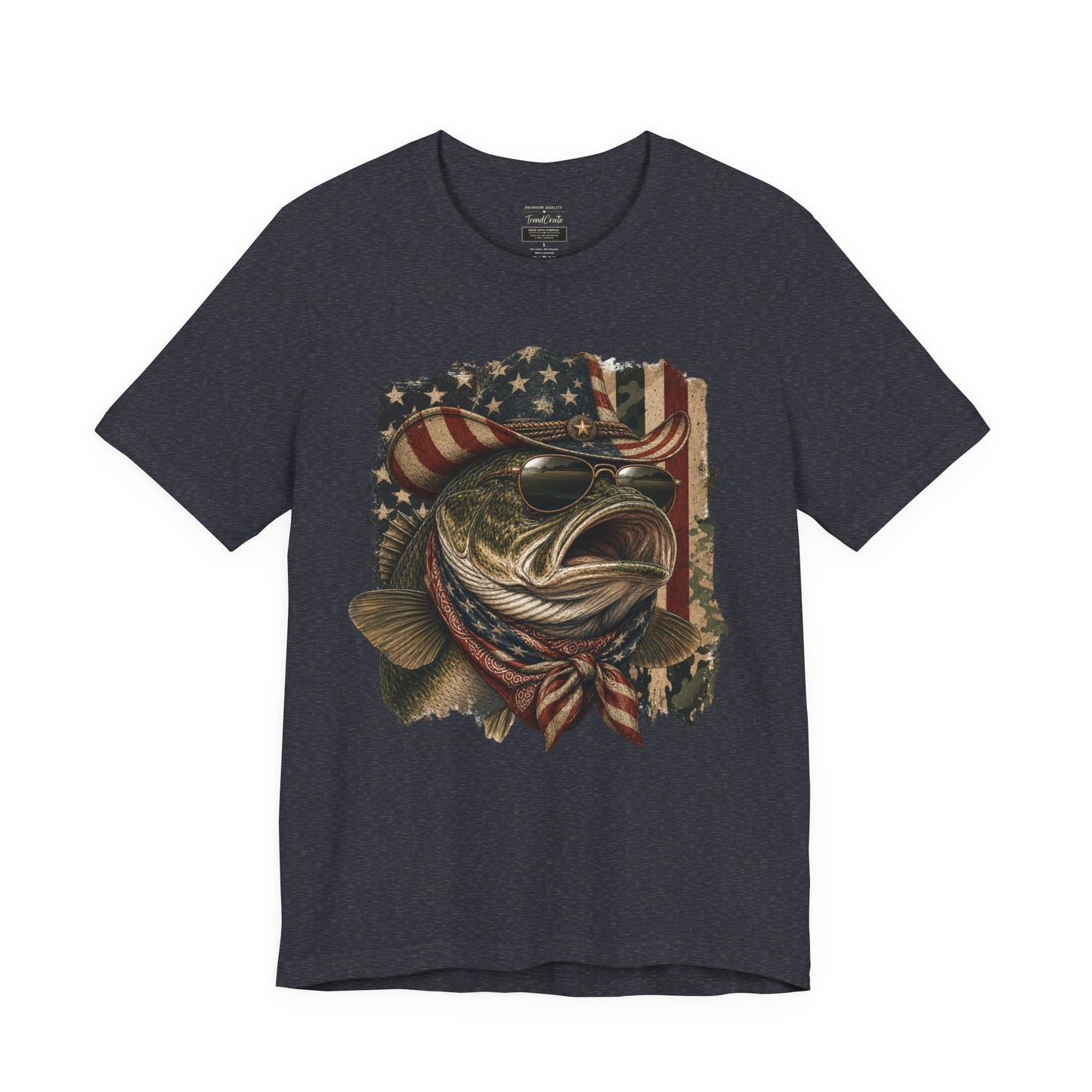 Patriotic Bass Fishing Tee — American Flag Bass Graphic Shirt