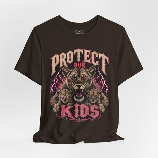 Protect Our Kids Tee — Fierce Mama/Papa Lion Graphic T-Shirt