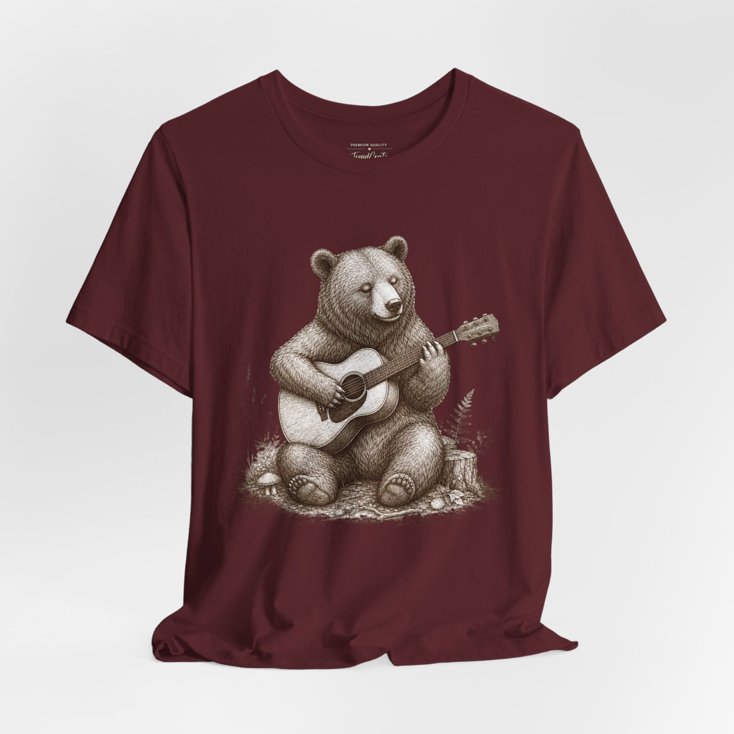 Bear Playing Guitar T-Shirt — Cute Acoustic Campfire Graphic Tee