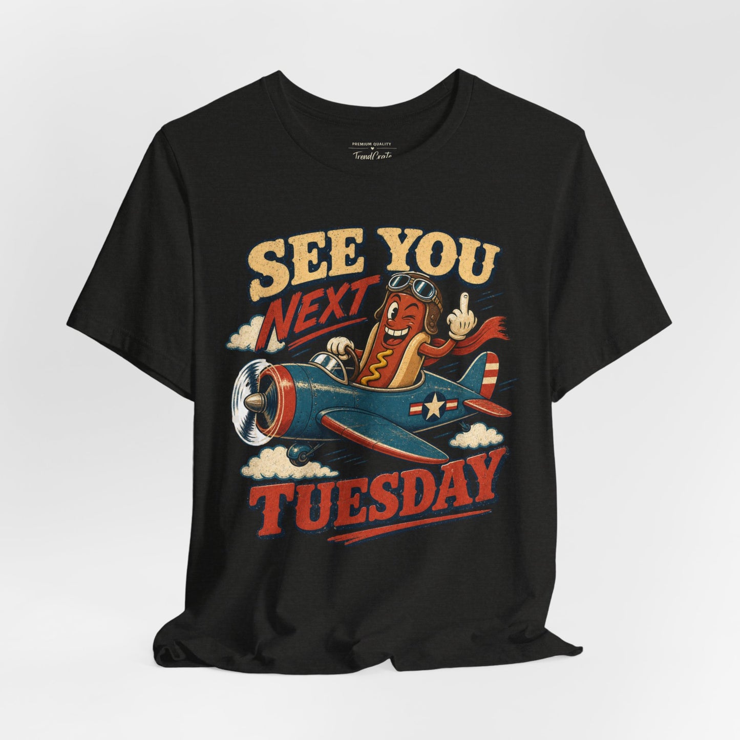 See You Next Tuesday Tee — Vintage Plane Cartoon Graphic T-Shirt