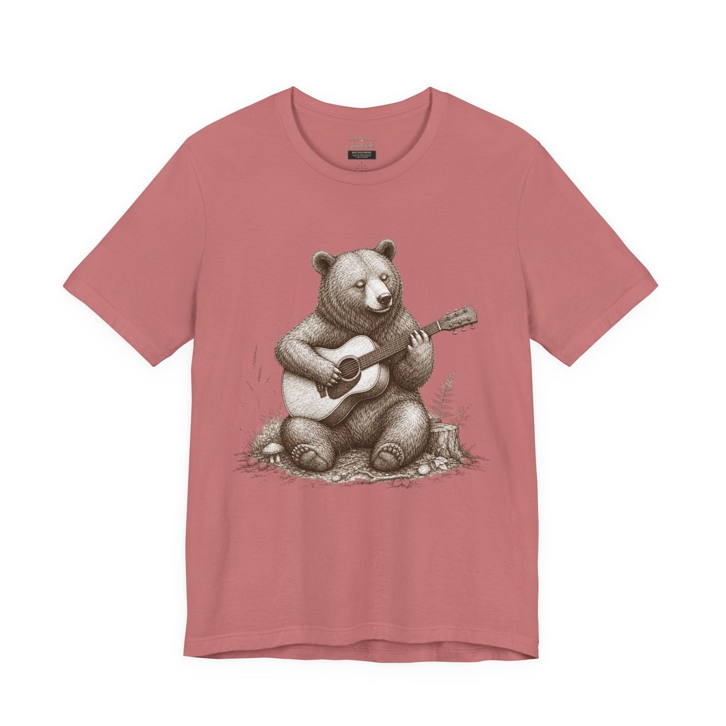 Bear Playing Guitar T-Shirt — Cute Acoustic Campfire Graphic Tee