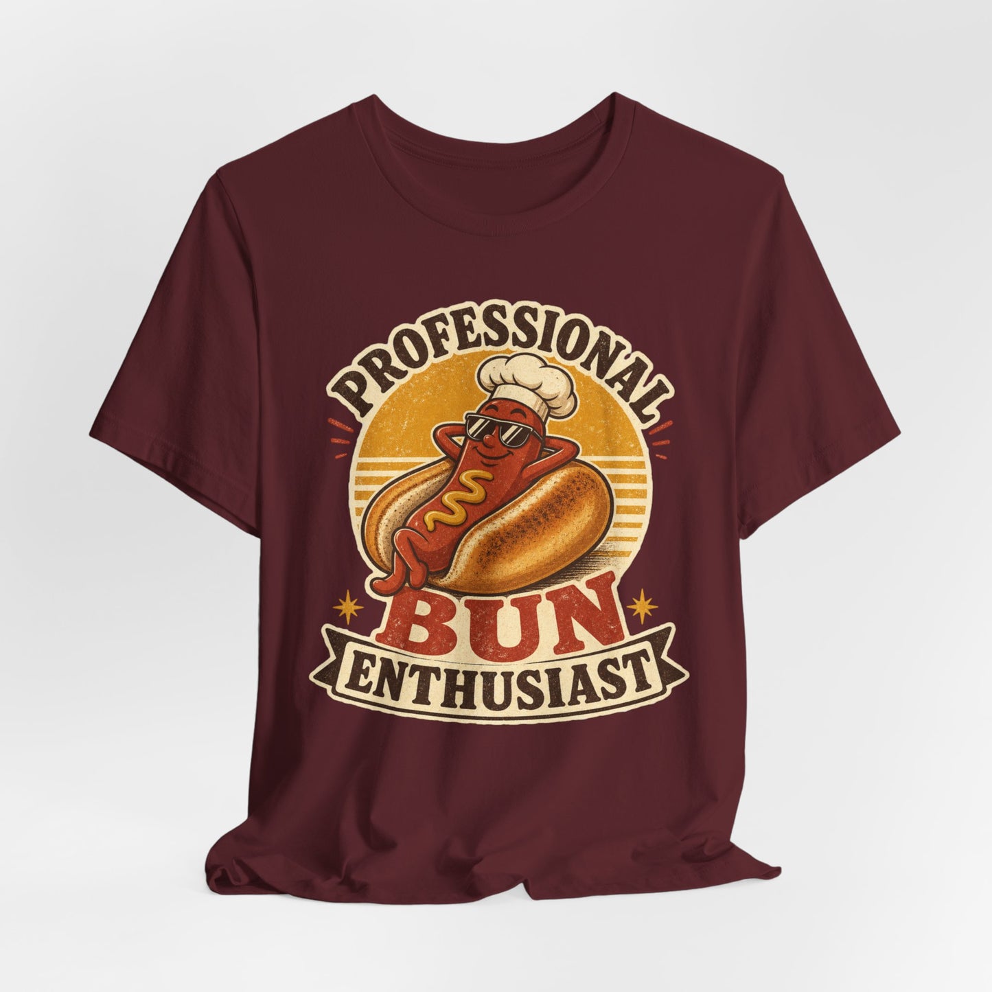 Professional Bun Enthusiast T-Shirt — Funny Hot Dog Graphic Tee