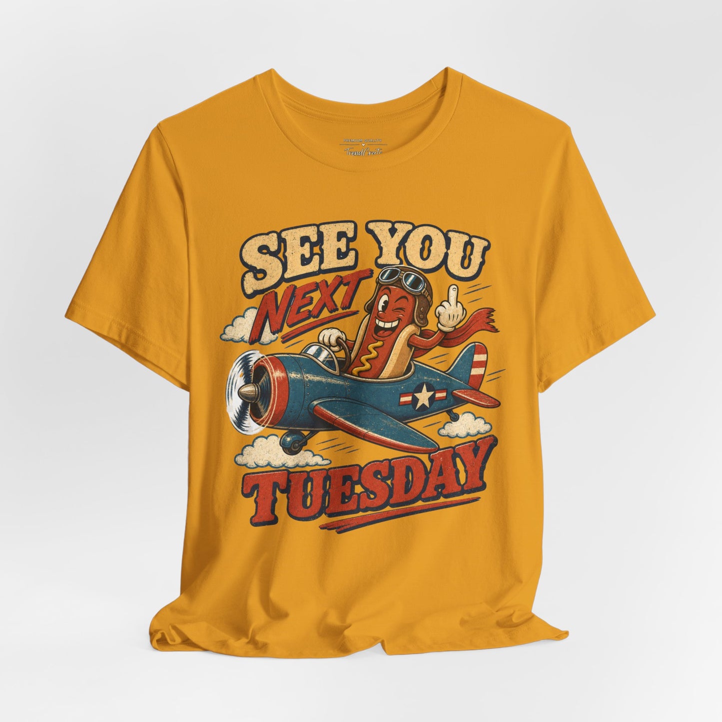 See You Next Tuesday Tee — Vintage Plane Cartoon Graphic T-Shirt