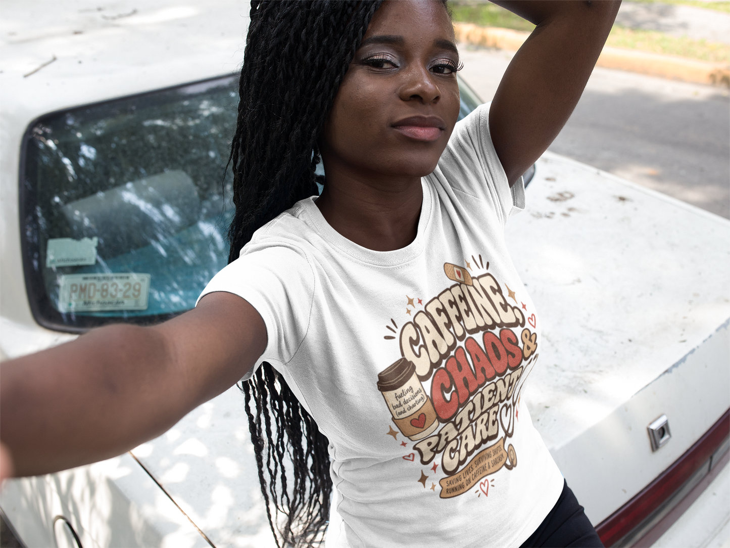 Caffeine, Chaos & Patient Care Tee
